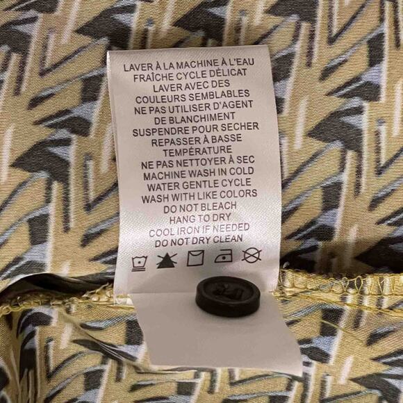 House of Harlow 1960 Satin Button Up Blouse Size S Gold Blue Short Sleeve Top - Picture 5 of 7